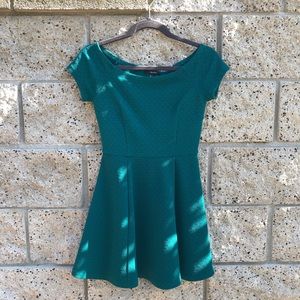 Emerald Embossed Skater Dress